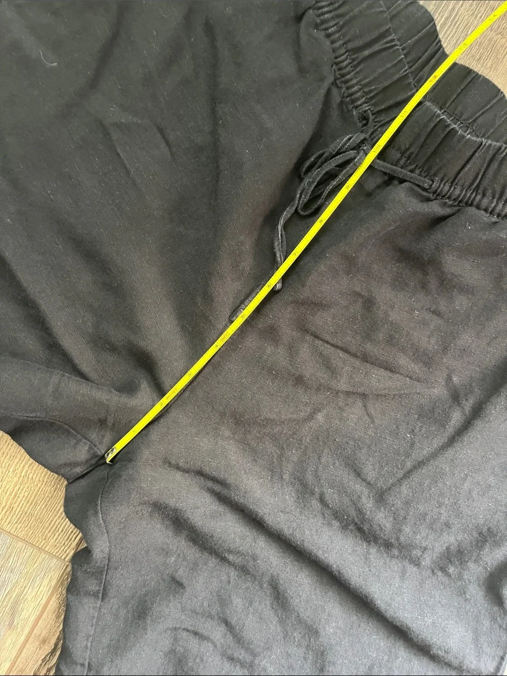 H&M Black Linen-blend Drawstring Pull-on Pants Women’s Size Small
